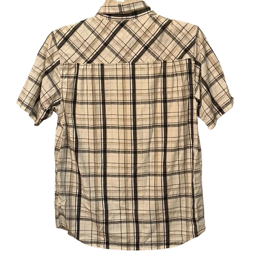 The North Face Plaid Button Down Cotton Collar Short‎ Sleeve Shirt Size Small